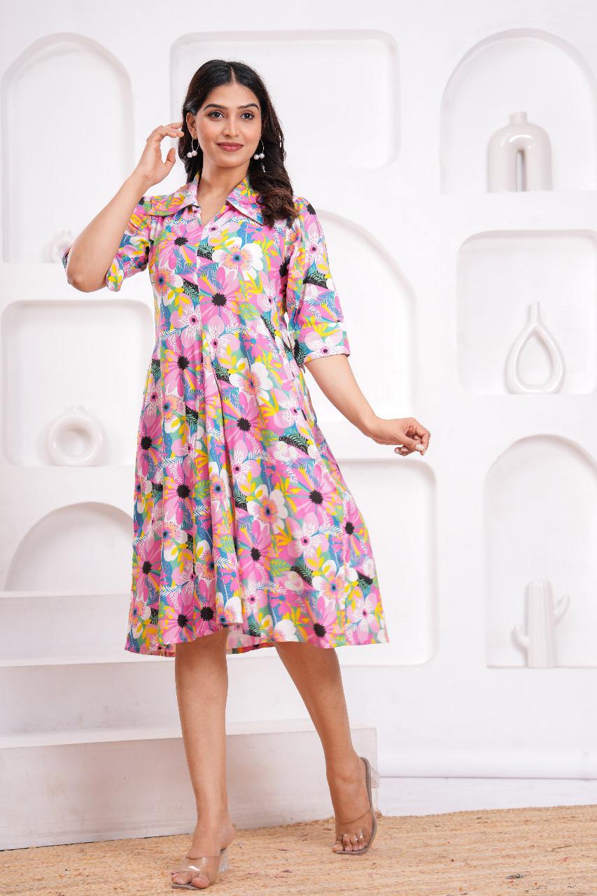 Multi-Color Floral Midi Dress