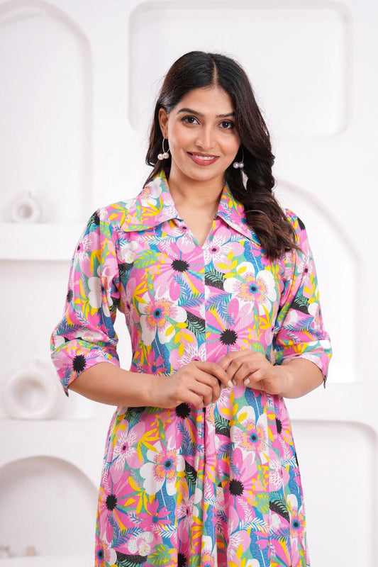 Multi-Color Floral Midi Dress